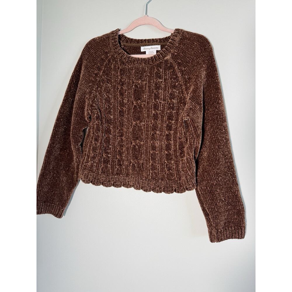 Tommy Bahama Girls Brown Cable Knit Pullover Sweater M(7/8) Knit Long Sleeve
